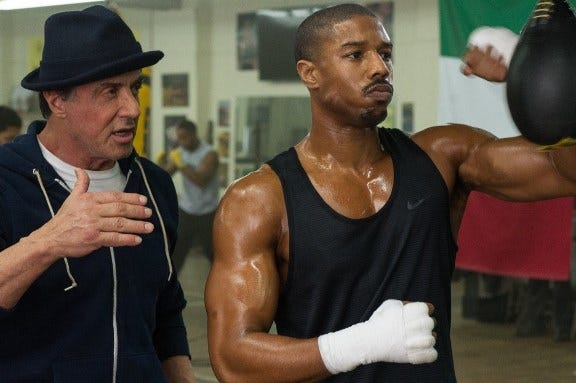 Michael B. Jordan and Sylvester Stallone star in "Creed."