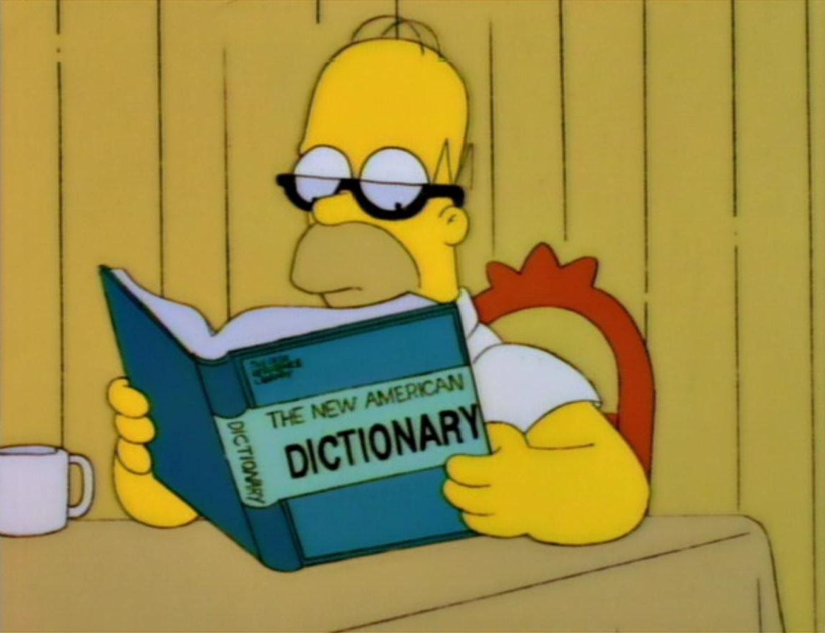 Homer reading the dictionary