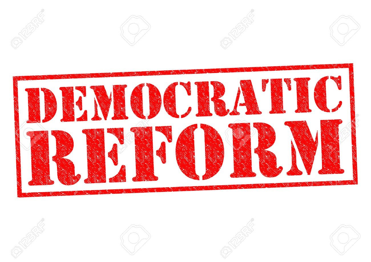 DEMOCRATIC REFORM Red Rubber Stamp Over A White Background. Stock Photo,  Picture And Royalty Free Image. Image 32450598.