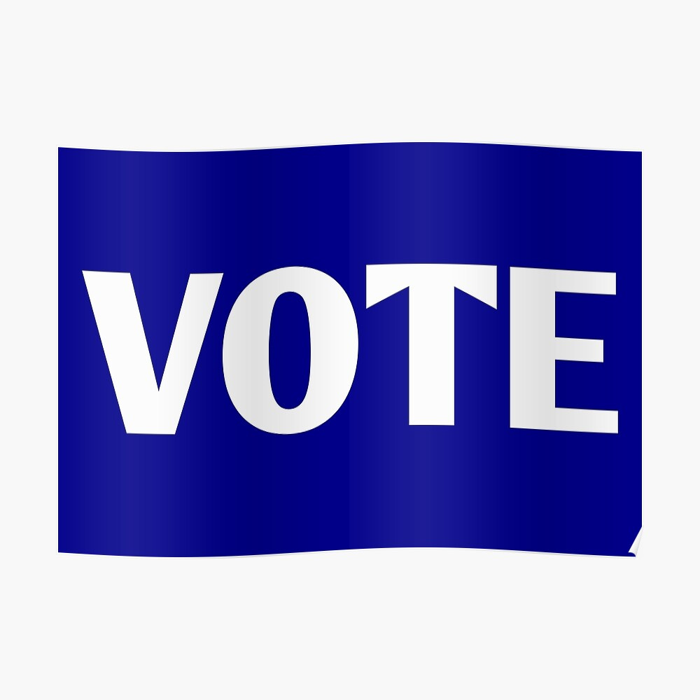 VOTE in capital letters and White / Blue Color #00008b" Sticker for Sale by  halmarho | Redbubble