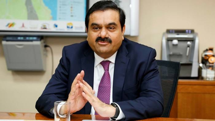 Shares linked to Indian tycoon Gautam Adani tumble on foreign funds freeze  | Financial Times