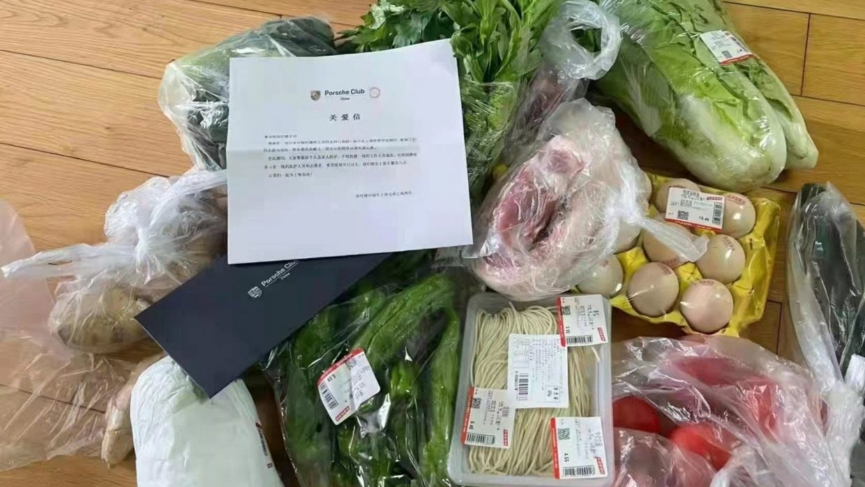 Porsche Club sending food basket to its customers during Shanghai Lockdown - The FoodTech Confidential Newsletter