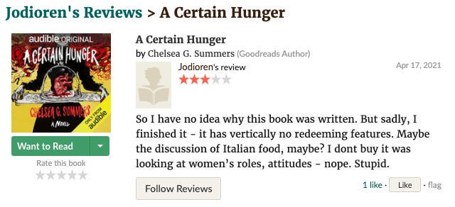 Goodreads review of A Certain Hunger