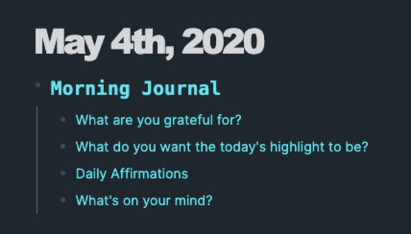 My morning journal format