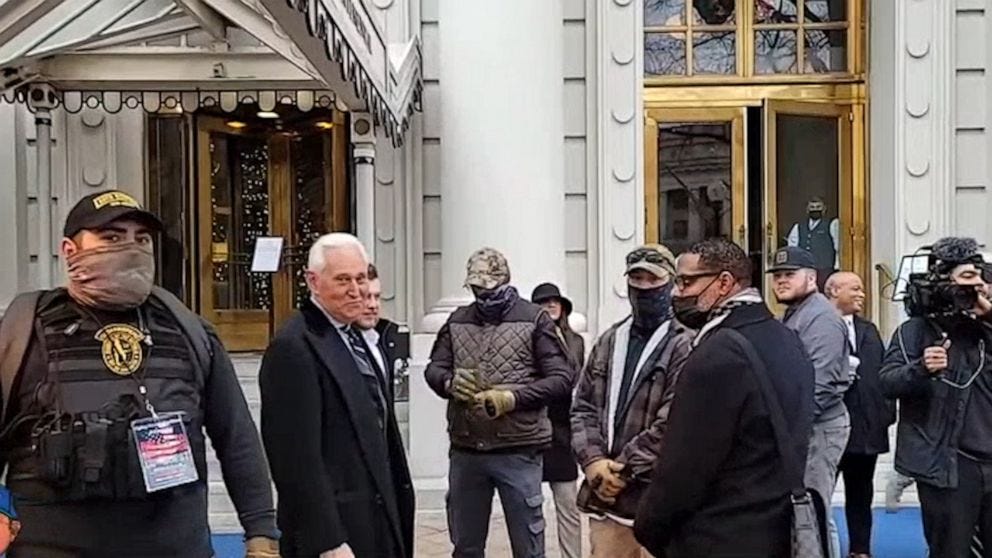Video surfaces showing Trump ally Roger Stone flanked by Oath Keepers on  morning of Jan. 6 - ABC News