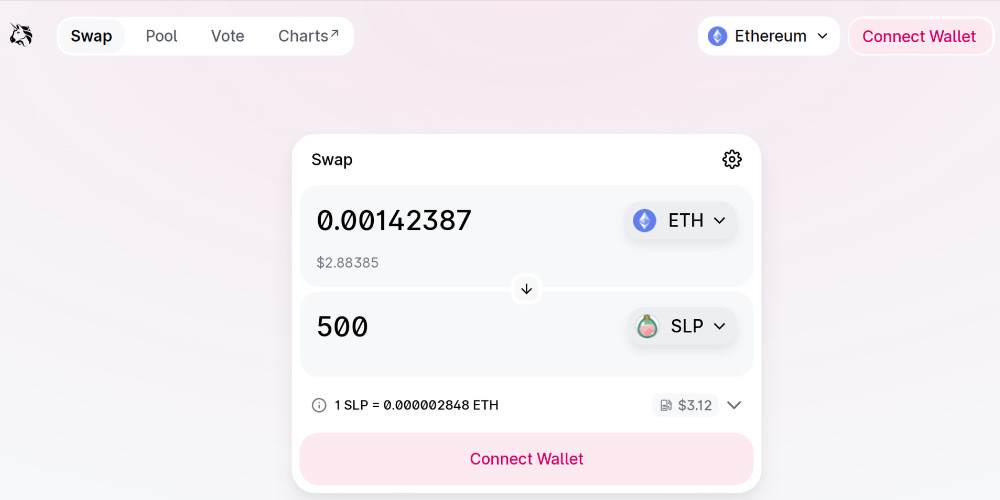 Uniswap's interface showing SLP to ETH conversion Uniswap's interface showing SLP to ETH conversion
