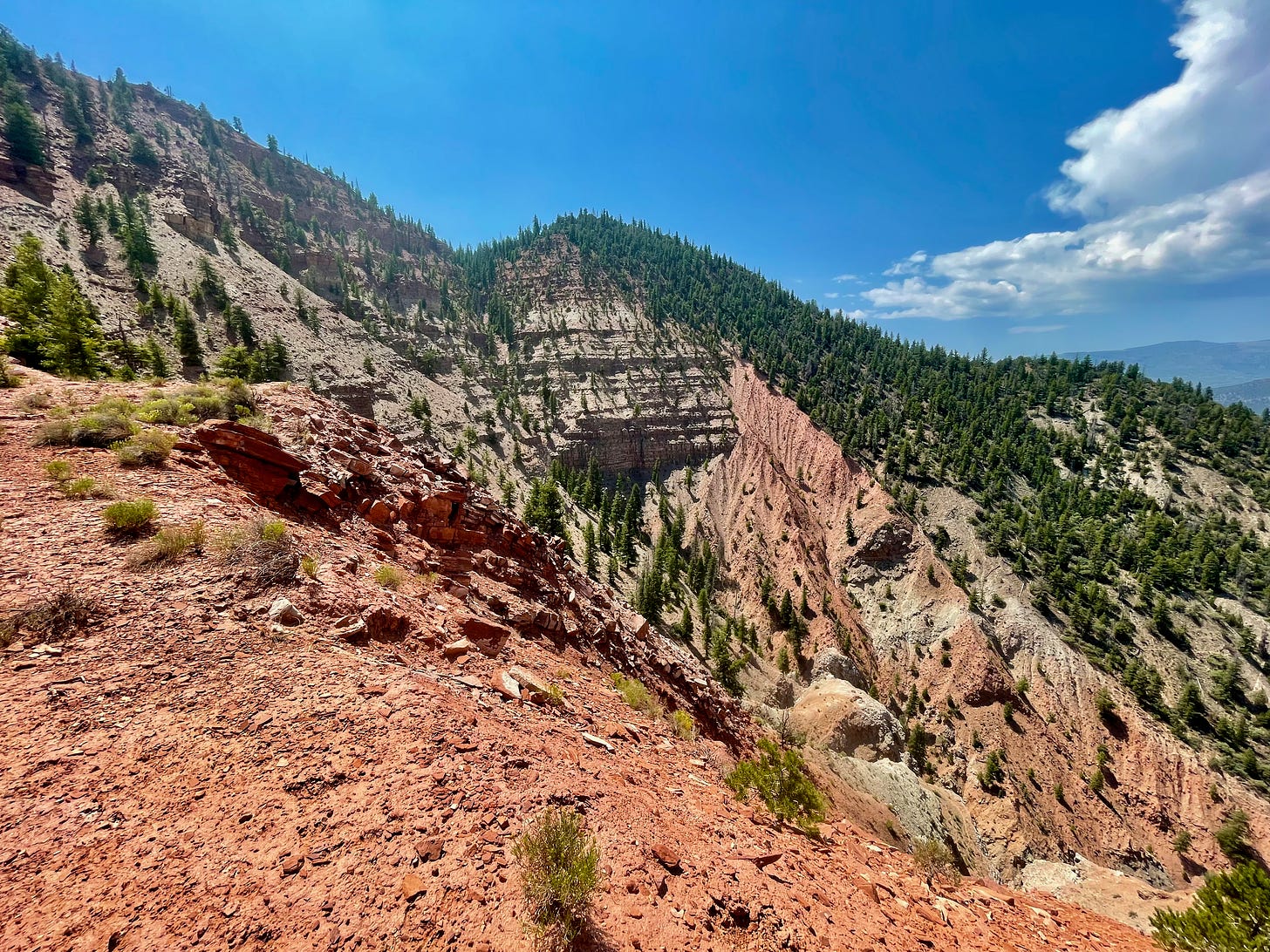 View of red mountain cliffs