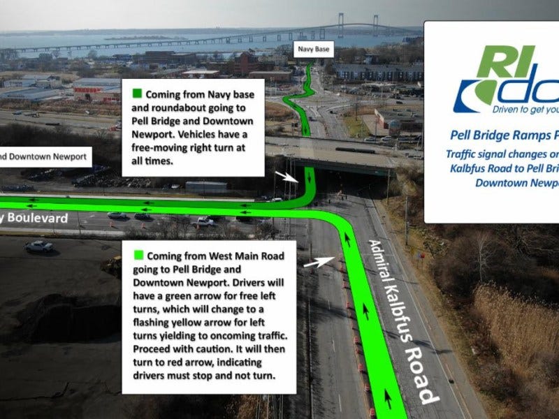 New traffic signals, patterns coming to several intersections around the Pell Bridge Ramps project on Jan. 3