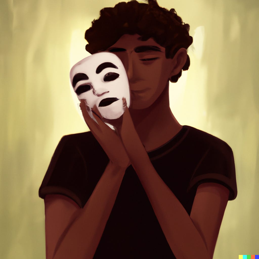 picture of a man holding a mask to their face