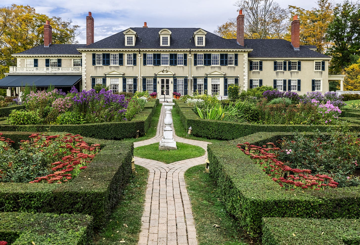 Hildene mansion and formal garden at Manchester in Vermont.