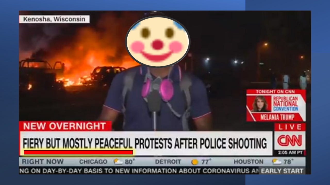 CNN, aka Clown News Network, Reporting on “Fiery But Mostly Peaceful Protests”