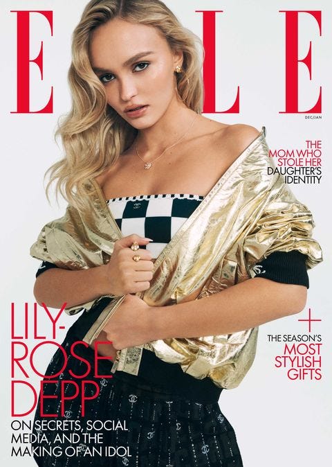 elle cover featuring lily rose depp