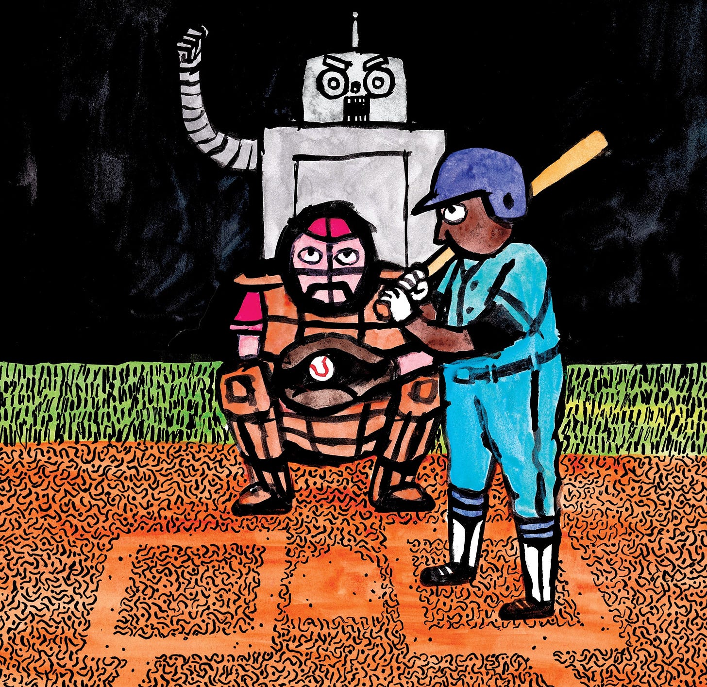 A robot replaces an Umpire in a game of baseball
