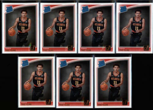 LOT-OF-7-TRAE-YOUNG-2018-19-DONRUSS-198-ATLANTA-HAWKS-RATED-ROOKIE-RC-SC1746