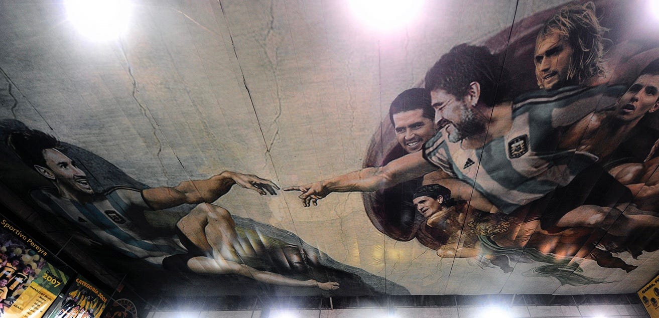 The Sistine Chapel of Soccer (also called "The Creation of Soccer") at the Sportivo Pereyra club in Barracas, Buenos Aires
