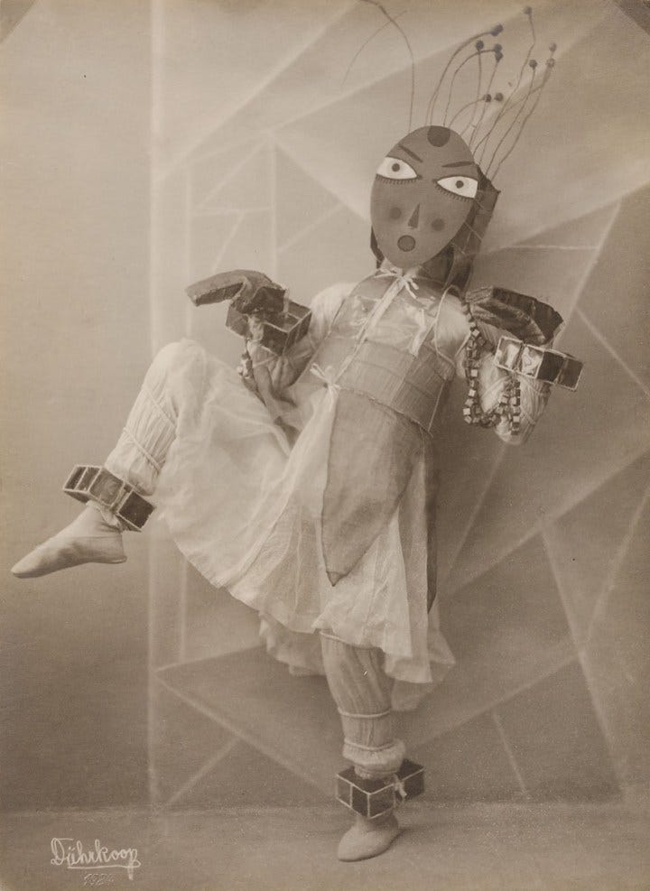 Dance costume for "Insektentänzer" (1924), black and white positive on silver gelatin paper