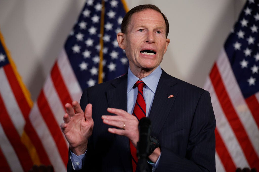 Sen. Richard Blumenthal (D-CT) talks to reporters Tuesday in Washington, DC. (Chip Somodevilla / Getty Images)