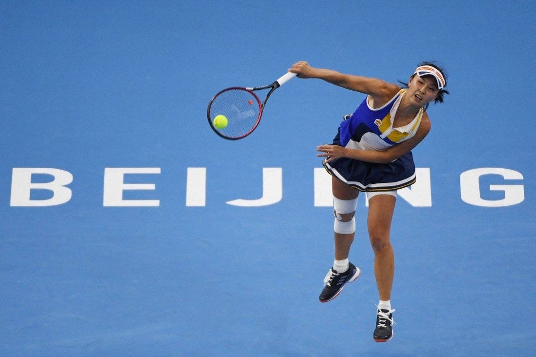 Peng Shuai playing in a singles match in Beijing in 2017. Photo: AFP
