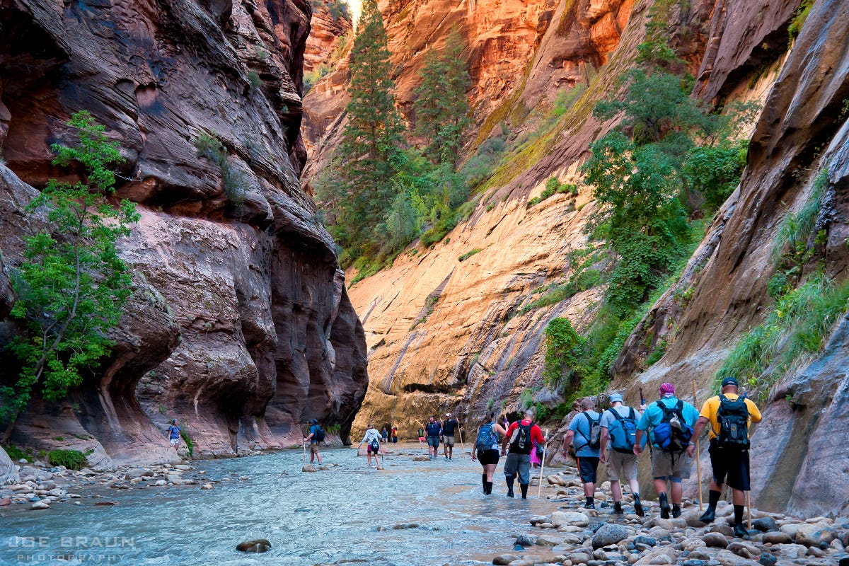 Zion Narrows Bottom-Up Day Hike Hiking Guide, Map, and Photos