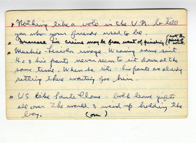 Ronald Reagan's index cards of one-liners - CBS News