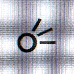 Caractere Unicode para cometa (U+2604), pixels sobre tela retroiluminada