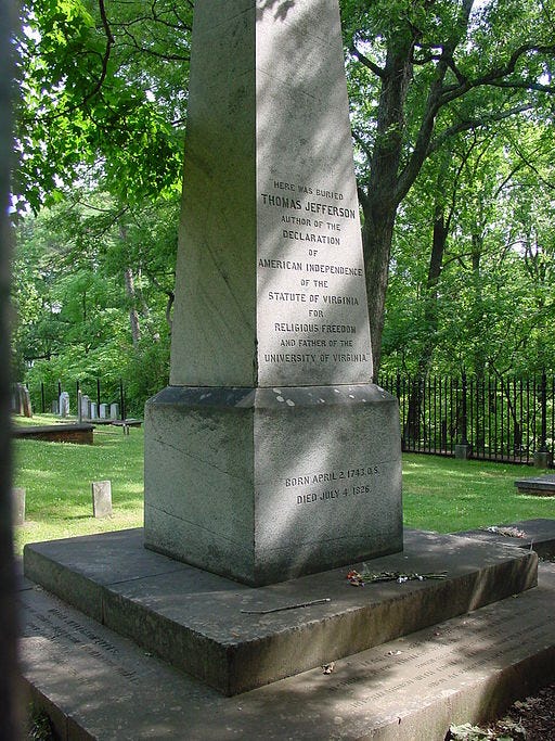 Headstone on Thomas Jefferson's grave