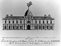Design for the U.S. Capitol, "An Elevation for a Capitol", by James Diamond was one of many submitted in the 1792 contest, but not selected.