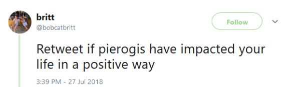 Screenshot of at tweet about Pierogi