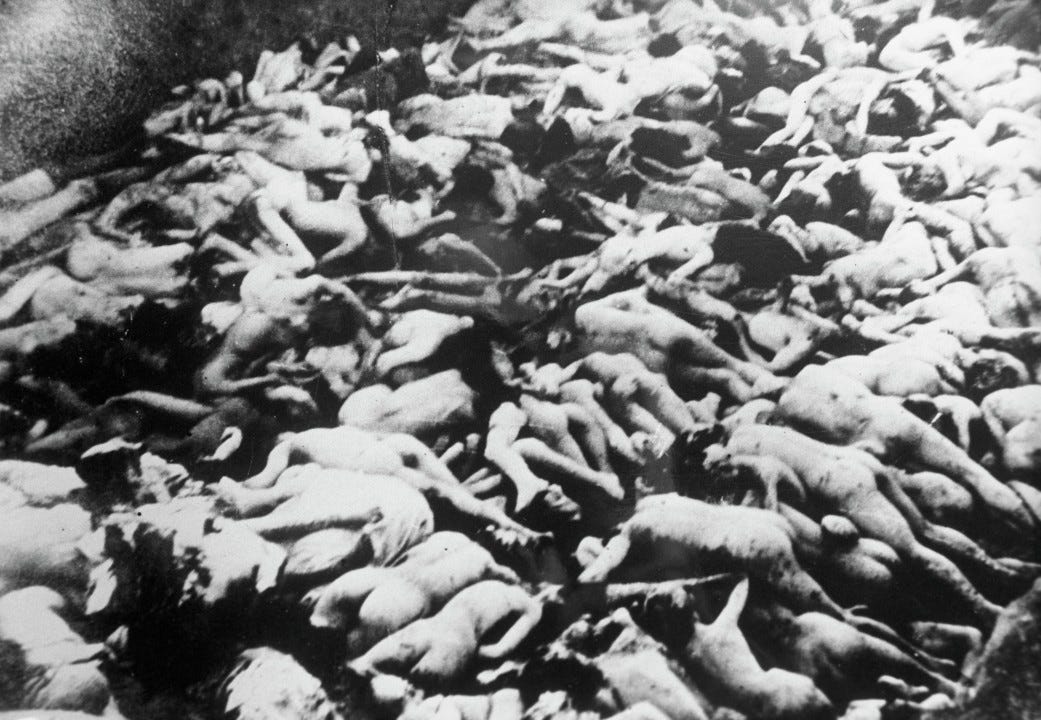 Ukrainian nationalists slaughtered and dumped at Babi Yar in 1944. They almost look human. And they were.