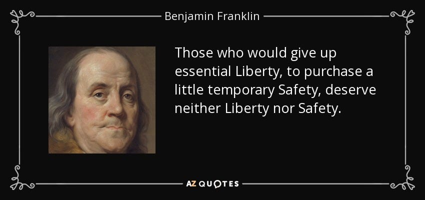 Benjamin Franklin quote: Those who would give up essential Liberty, to  purchase a...