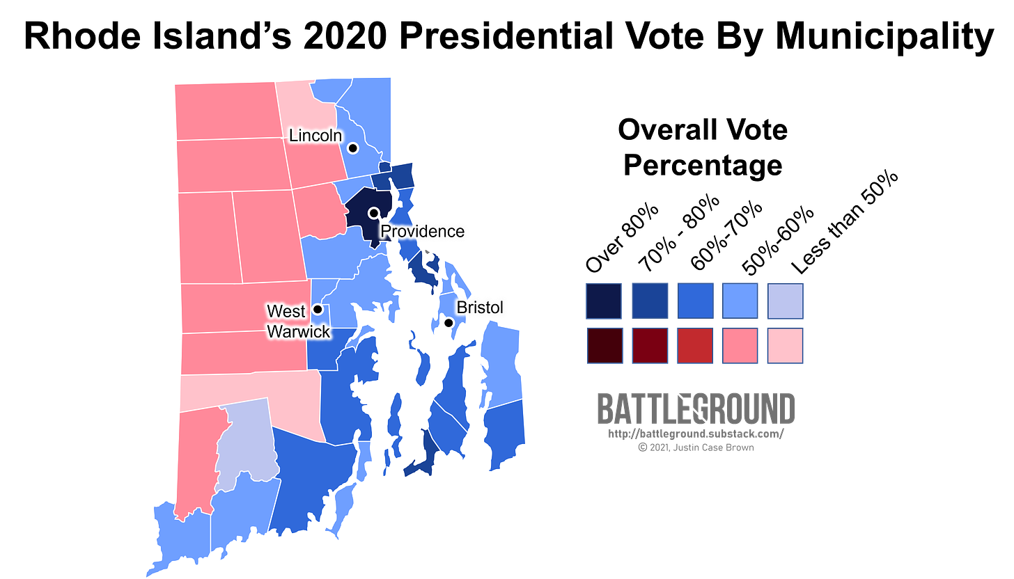 Rhode Island's 2020 Presidential Vote by Municipality