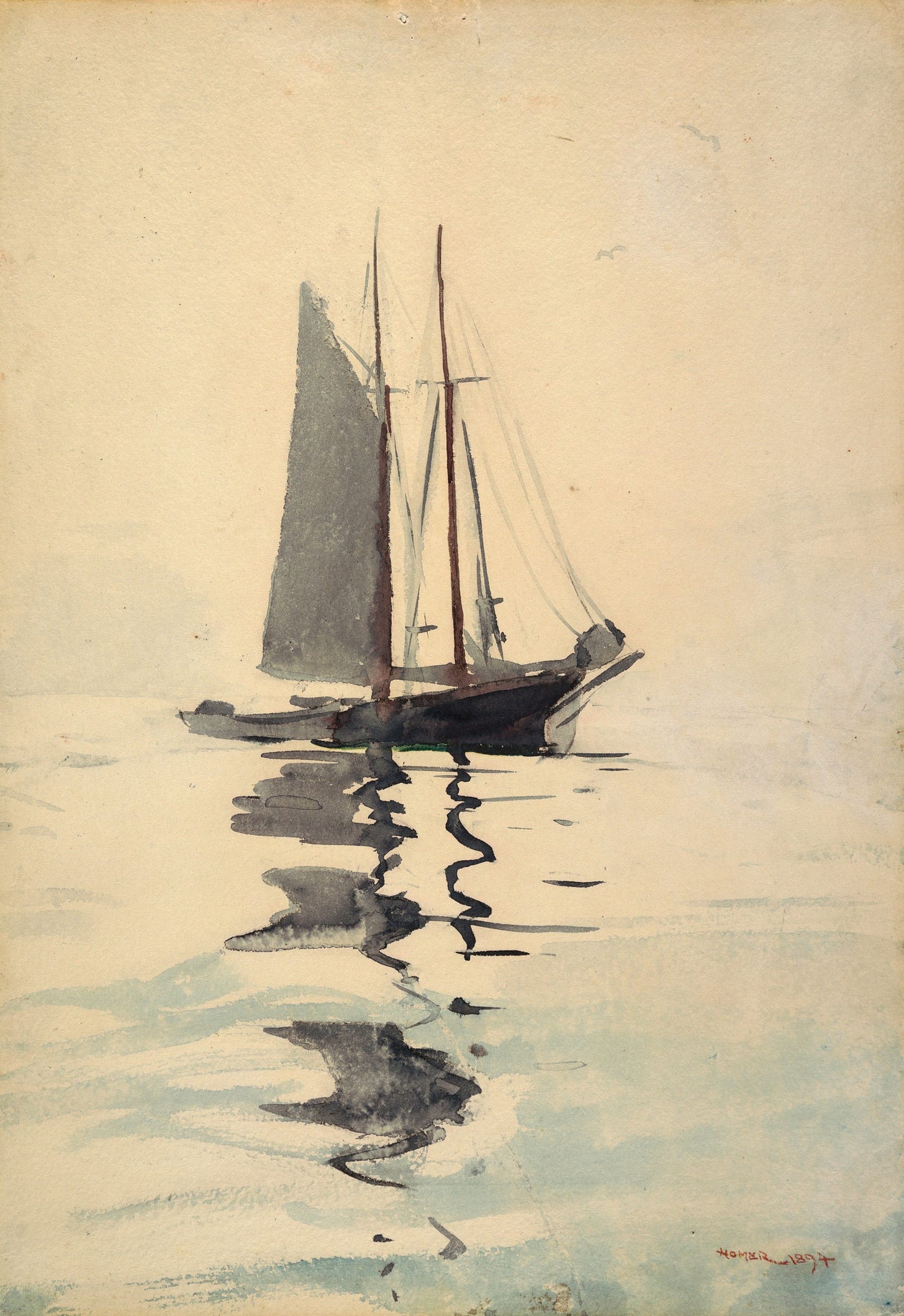 Two-masted Schooner with Dory (1894)