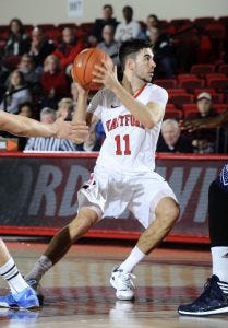 Corban Wroe looking to set up a team-mate - Courtesy University of Hartford 