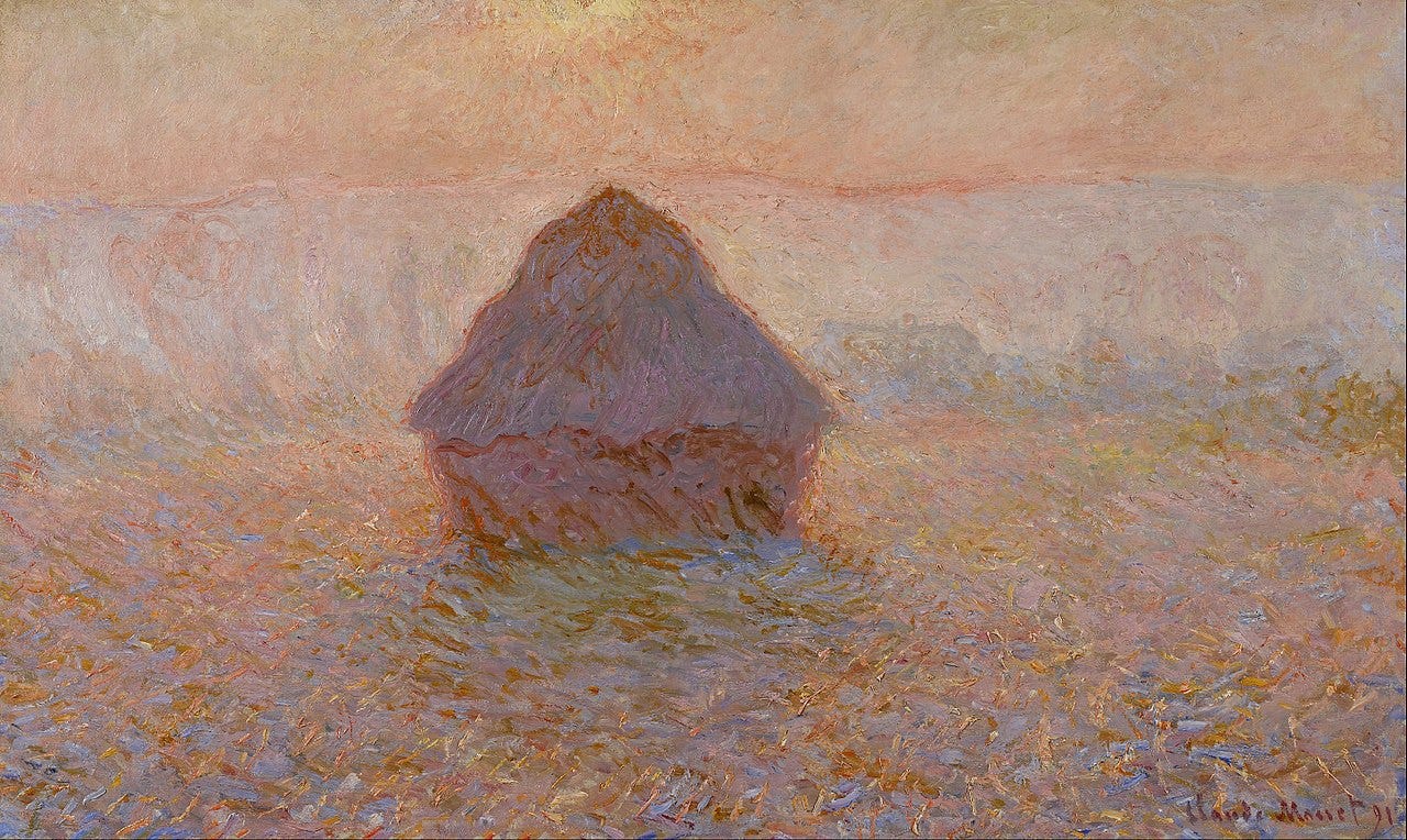 File:Claude Monet - Grainstack, Sun in the Mist - Google Art Project.jpg -  Wikimedia Commons