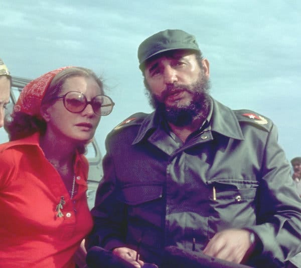 Ms. Walters with Fidel Castro in 1977. The list of famous people she  coaxed into going on camera with her is long. 