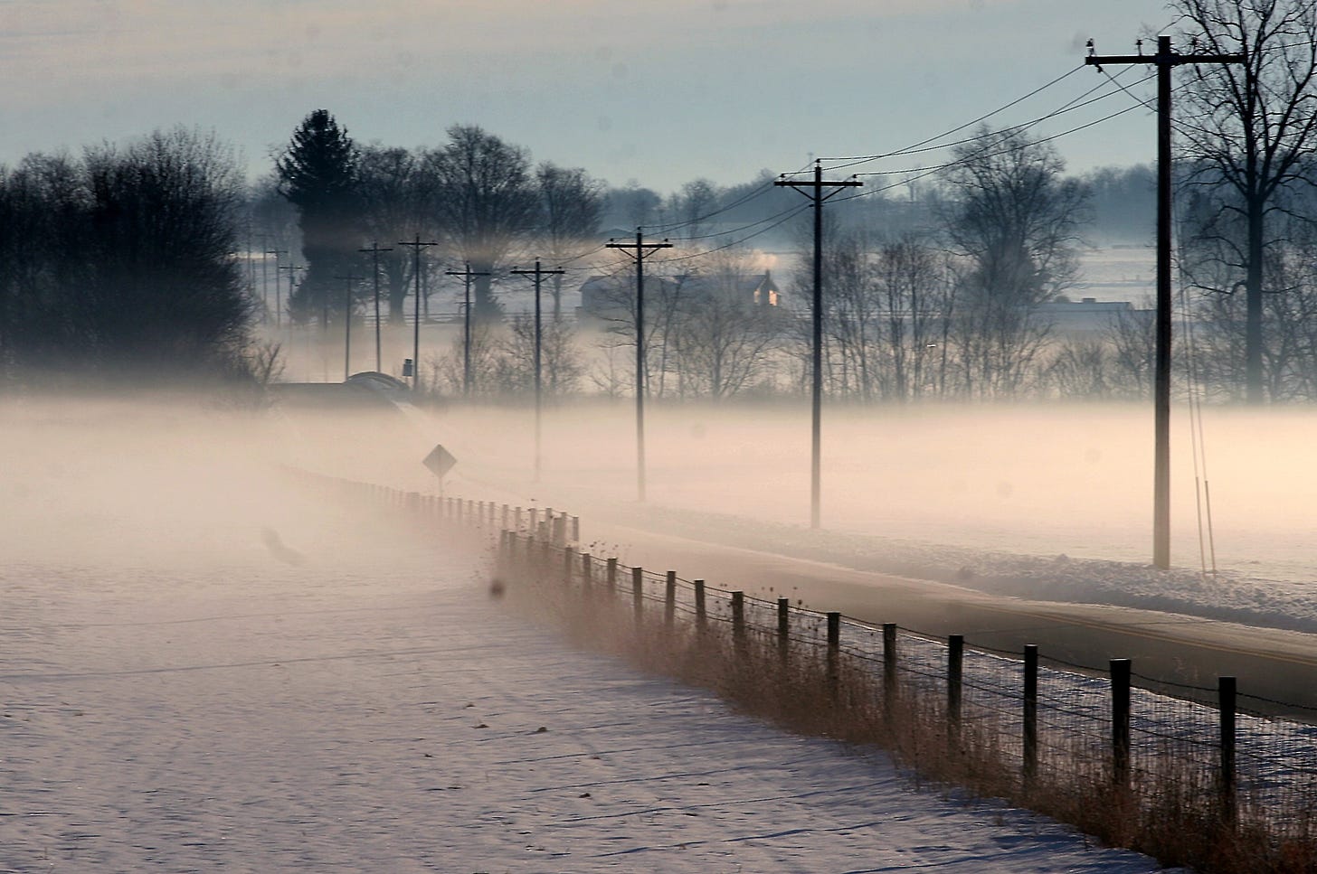 A dangerous yet beautiful combination of fog and snow.