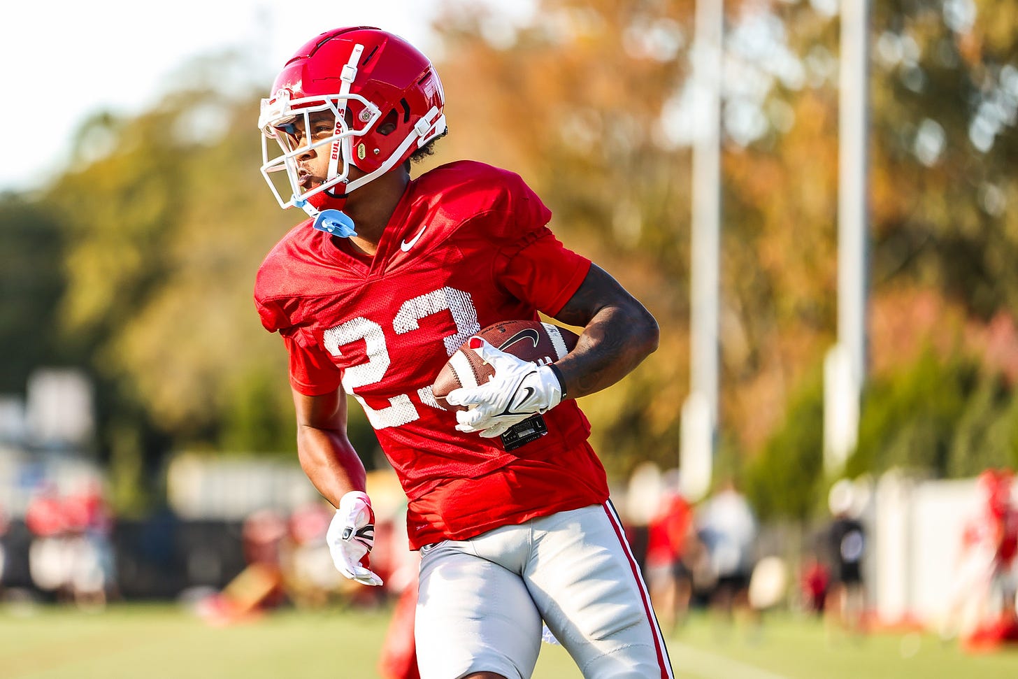 Georgia wide receiver Jaylen Johnson (23) during the Bulldogs’ practice session in Athens, Ga., on Tuesday, Nov. 2, 2021. (Photo by Tony Walsh)