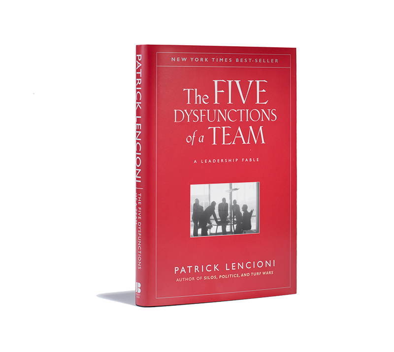 The book cover of the five dysfunctions of a team