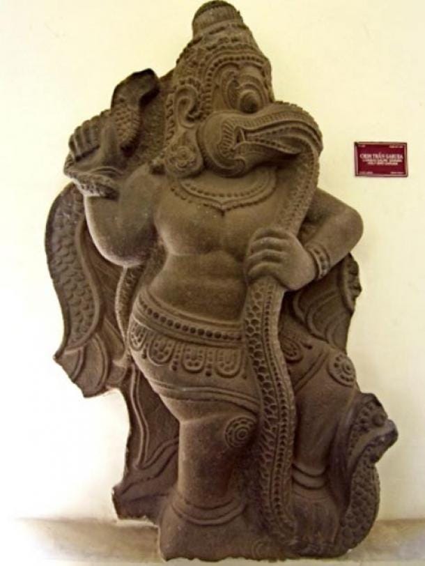 Sculpture depicting the Tengu – The Devourer known also as Garuda devouring a Naga serpent