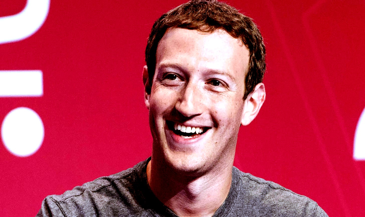 Image may contain Head Person Face Happy Smile Mark Zuckerberg Laughing Dimples and Adult