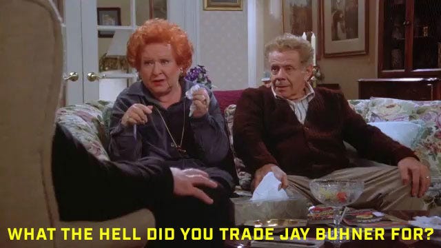 NBC Sports on Twitter: "Never forget: Frank Costanza was NOT about George  Steinbrenner trading Jay Buhner for Ken Phelps. Rest in peace, Jerry  Stiller. https://t.co/bxLlRzOIIR" / Twitter
