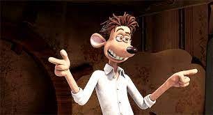 Roddy from Flushed Away doing finger guns and being handsome