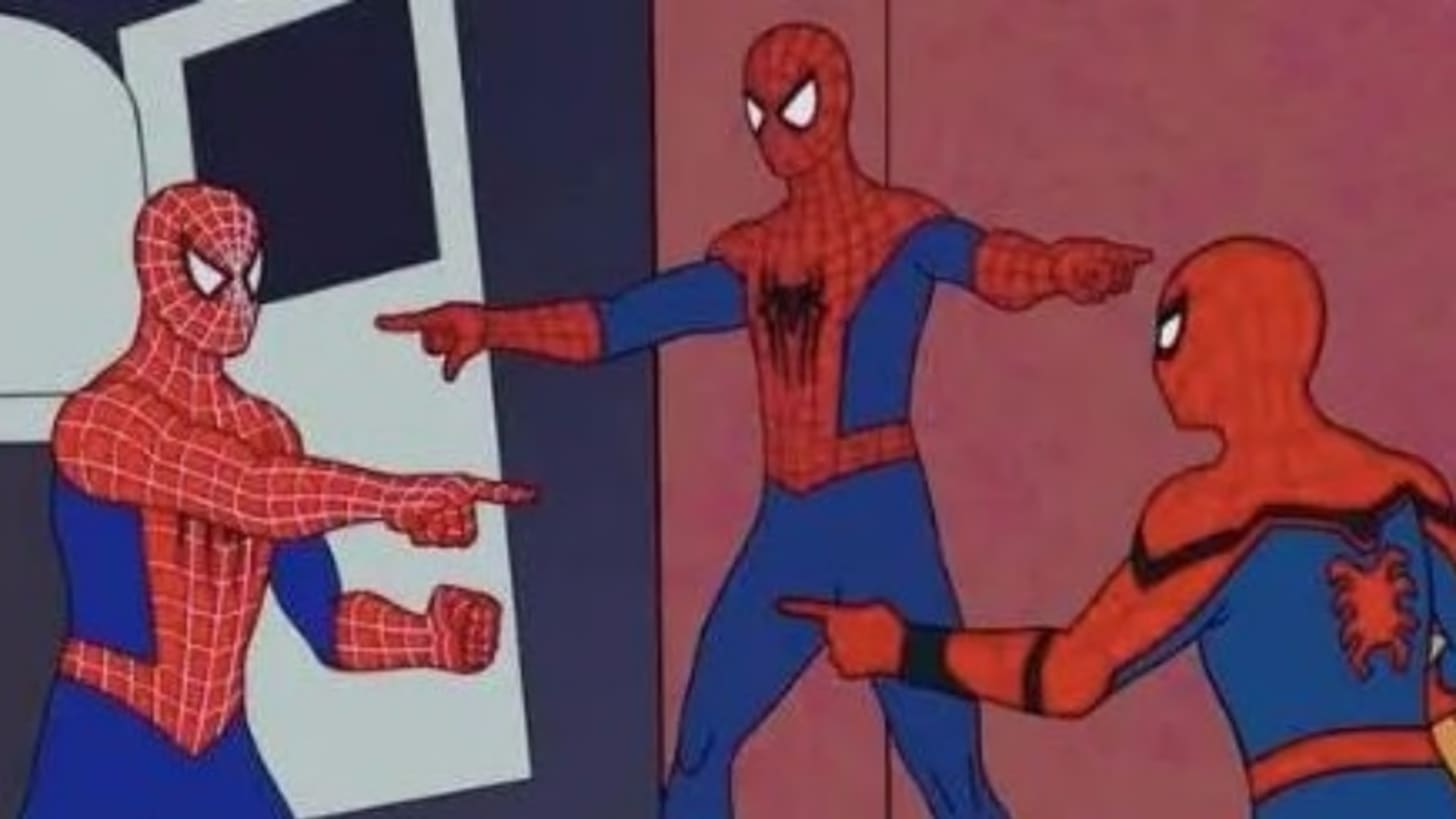 Did &amp;#39;Spider-Man: No Way Home&amp;#39; Recreate the &amp;#39;Spideys Pointing at Each Other&amp;#39;  Meme?
