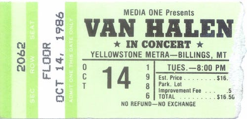 Van Halen, Billings Metra 10/14/1986