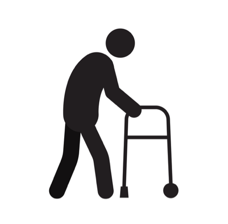 Old man going with walker silhouette icon Vector Image