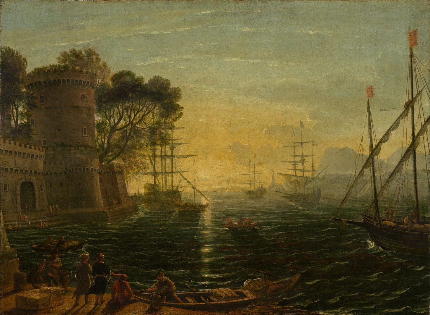 Harbor at Sunset, late 17th century by Follower of Claude Lorrain