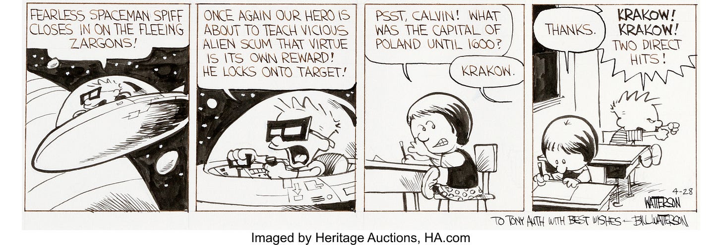 Bill Watterson Calvin and Hobbes Daily Comic Strip Original Art | Lot  #92289 | Heritage Auctions