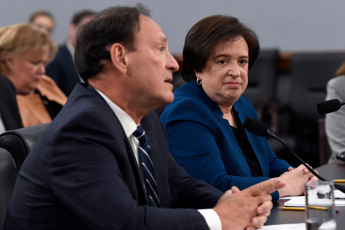 Supreme Court Justices Samuel Alito, left, and Elena Kagan, right, testify before the House Appropriations Committee on Capitol Hill.