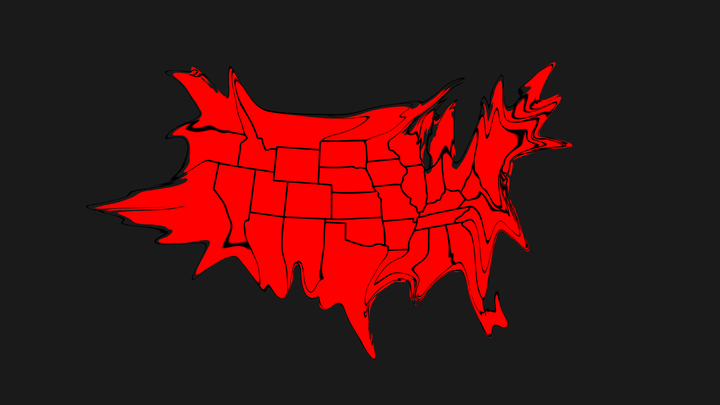 An illustration of a warped U.S. map