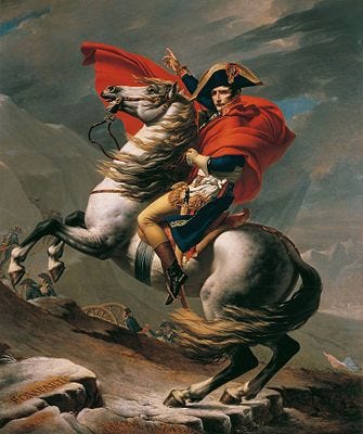 The famous painting of Napoleon on a rearing horse